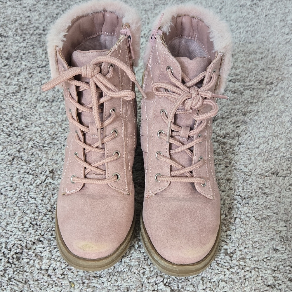 Sugar Pink Lace Up Kids Boots  - ACCEPTING OFFERS